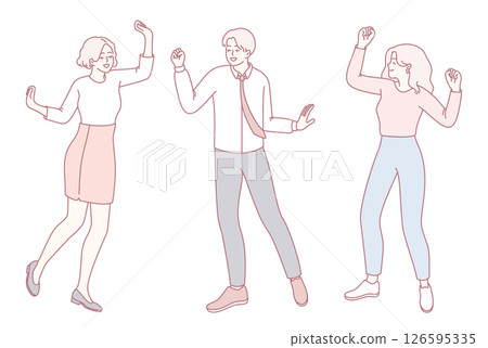 We are joyfully celebrating the vibrant spectacle of people dancing in their stylish outfits 126595335