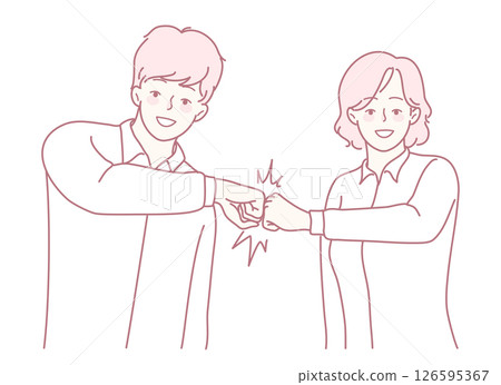 Teamwork and Collaboration Experience a Joyful and Fun Fist Bump Moment Together 126595367