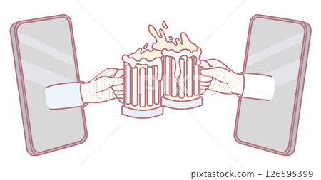 Engage in a Virtual Toast with Beer Mugs while connecting over Screens and Sharing Cheers 126595399