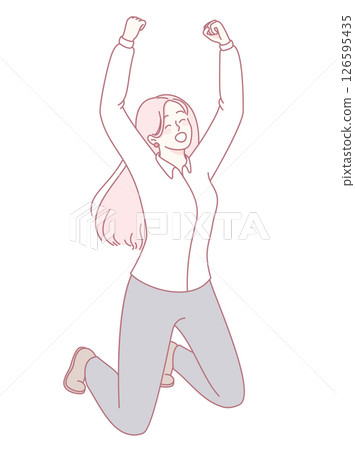 A Joyful Woman is Celebrating Her Success and Achievements with Great Enthusiasm and Energy A Joyful Woman is Celebrating Her Success and Achievements with Great Enthusiasm and Energy 126595435