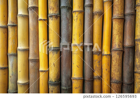 Bamboo fence surface texture. Banner background. Bamboo logs 126595693