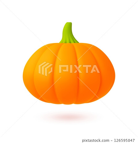 Realistic 3d pumpkin icon. Isolated autumn harvest vegetable, rendering element. Pumpkin season, agriculture, fresh organic food vector design Realistic 3d pumpkin icon. Isolated autumn harvest vegetable, rendering element. Pumpkin season, agriculture, fresh organic food vector design 126595847