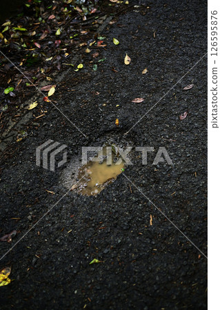 Holes in the road and rainwater Holes in the road and rainwater 126595876