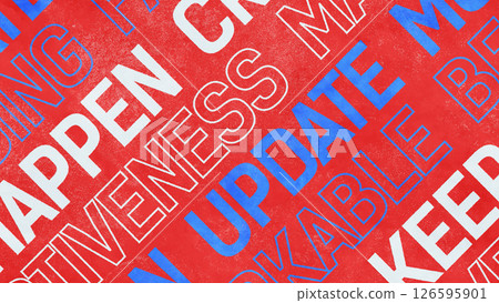 Stylish background with positive English words arranged diagonally - Tricolor 126595901