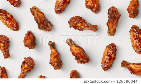 Chicken fried crunchy simple food seamless pattern 126596044