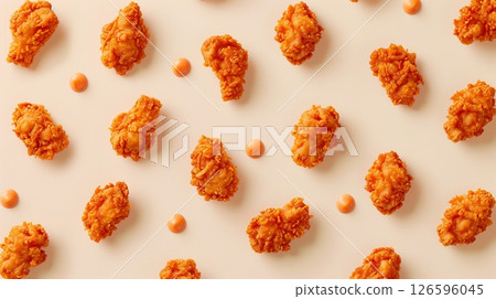 Chicken fried crunchy simple food seamless pattern Chicken fried crunchy simple food seamless pattern 126596045