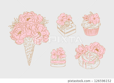 Bakery floral illustrations Bakery floral illustrations 126596152