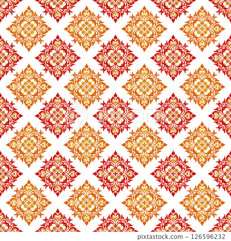 seamless pattern with red and gold stars 126596232