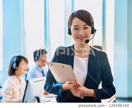 Working woman wearing a headset 126596350