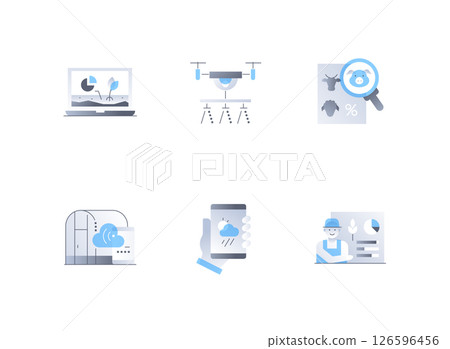 Smart farm and gardening - flat design style icons set Smart farm and gardening - flat design style icons set 126596456