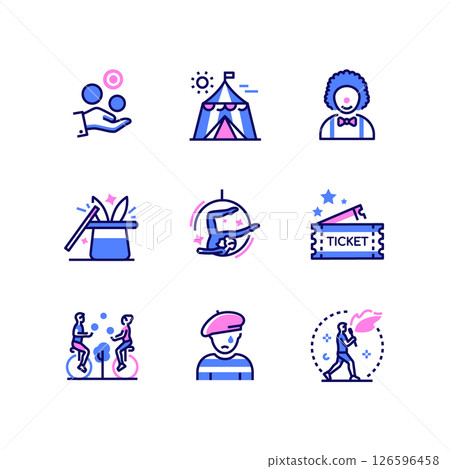 Circus - modern colorful line design style icons 126596458