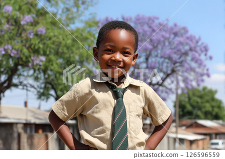 African elementary school students with bright smiles 126596559