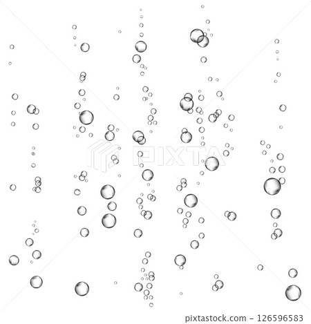 Oxygen air bubbles  flow  in water on white  background. 126596583