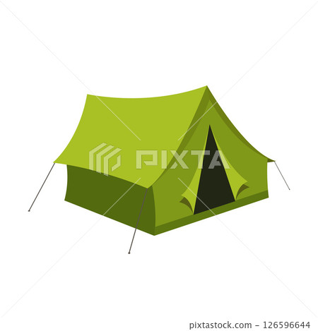 Green tourist camping tent icon isolated on white background. 126596644
