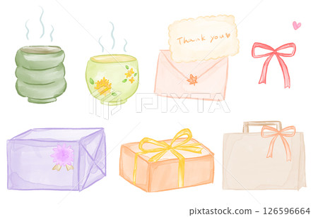 A watercolor illustration set depicting gifts and gratitude for Respect for the Aged Day 126596664
