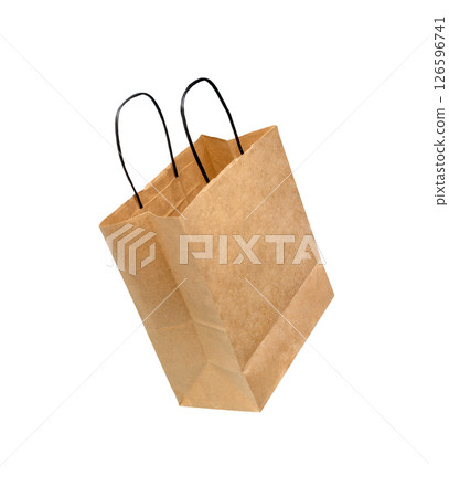 Brown paper shopping bag, with handle. Brown paper shopping bag, with handle. 126596741