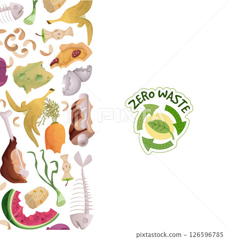 Waste food. garbage from products vector background template Waste food. garbage from products vector background template 126596785