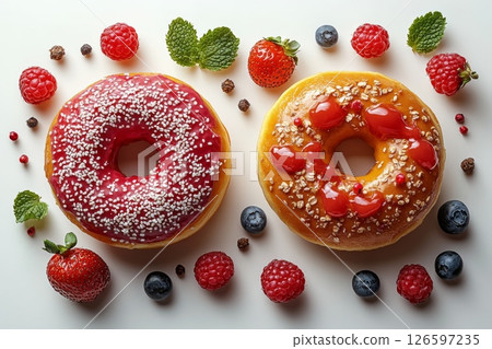 Sweet Donuts With Berries Sweet Donuts With Berries 126597235