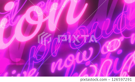 霓虹燈般的背景，正面英文單字呈對角線排列 - 粉紅色 126597291