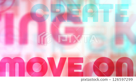 各種大小的積極英語單字重疊在像玻璃紙一樣的流行背景上 - 紅色 126597299