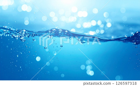 Sparkling blue water surface background 126597318