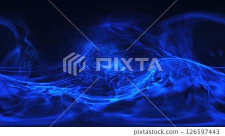 A vibrant abstract image of bright blue energy exploding in darkness, resembling a cosmic or digital force 126597443