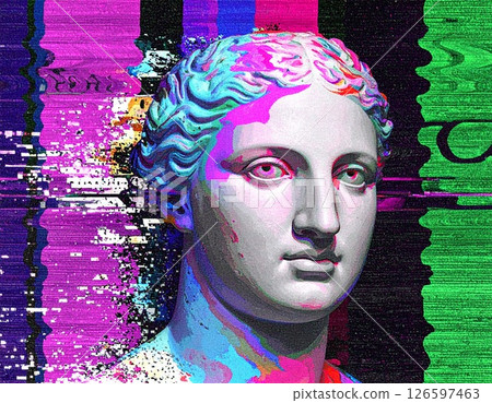 帶有電視噪音和 RGB 錯置的經典肖像 帶有電視噪音和 RGB 錯置的經典肖像 126597463