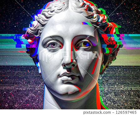 帶有電視噪音、RGB 錯位和失真的經典肖像 帶有電視噪音、RGB 錯位和失真的經典肖像 126597465