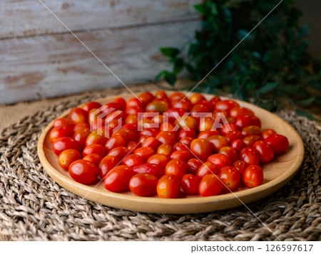 Organic Red grape cherry tomato. fresh vegetables. copy space. Organic Red grape cherry tomato. fresh vegetables. copy space. 126597617
