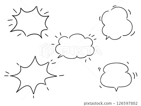 Handwritten speech bubble set, white painted Handwritten speech bubble set, white painted 126597802