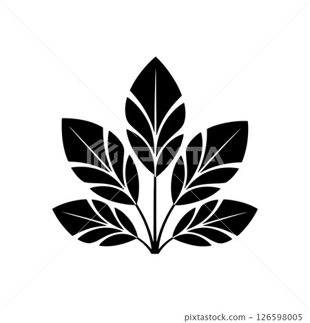 Bold Geometric Leaf Pattern. A detailed geometric leaf pattern with sharp, angular black leaves. Ideal for modern branding, eco-inspired visuals, and digital design. 126598005