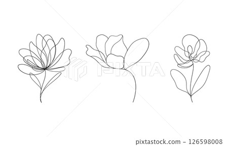 Delicate Single Line Flowers with Soft Colors. A soft, graceful set of line-drawn flowers with gentle pastel coloring. Ideal for botanical prints, elegant decor, or spring-themed designs. Delicate Single Line Flowers with Soft Colors. A soft, graceful set of line-drawn flowers with gentle pastel coloring. Ideal for botanical prints, elegant decor, or spring-themed designs. 126598008