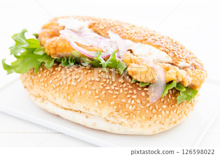 Delicious fried chicken sandwich Delicious fried chicken sandwich 126598022