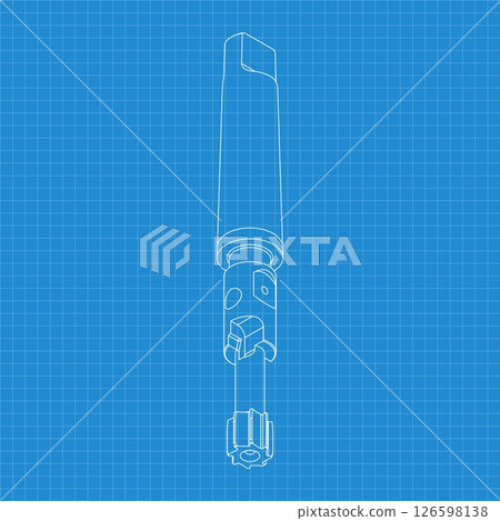 Mechanical engineering drawings. Tap tools, borer. Technical Design. Cover. Blueprint. Step Cutting Tool with Countersinking Function. Technical 3D Vector Illustration Mechanical engineering drawings. Tap tools, borer. Technical Design. Cover. Blueprint. Step Cutting Tool with Countersinking Function. Technical 3D Vector Illustration 126598138