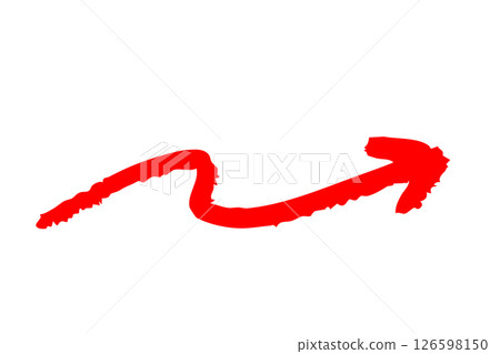 波浪形的手繪箭頭，畫筆，紅色，向量 126598150