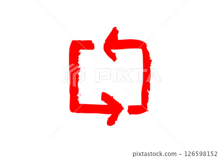 Handwritten rotating arrow reload icon brush red vector 126598152