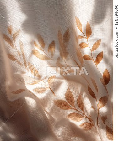 葉紋窗簾紋理 |柔和光影的療癒背景素材 葉紋窗簾紋理 |柔和光影的療癒背景素材 126598660