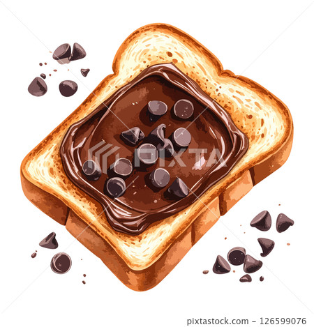 巧克力奶油吐司水彩插圖 - AI 生成 巧克力奶油吐司水彩插圖 - AI 生成 126599076