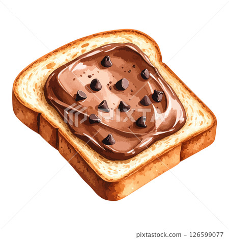 巧克力奶油吐司水彩插圖 - AI 生成 126599077