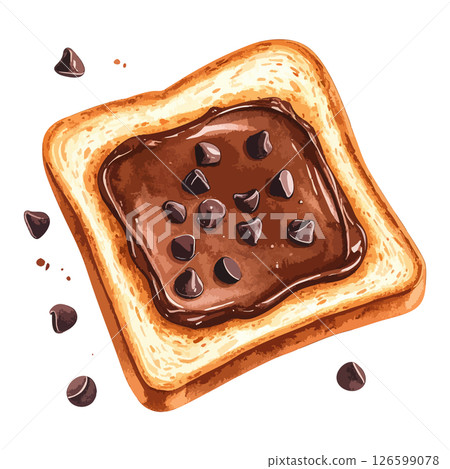 Watercolor illustration of toast with chocolate cream - AI generation 126599078