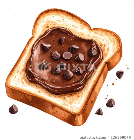 巧克力奶油吐司水彩插圖 - AI 生成 巧克力奶油吐司水彩插圖 - AI 生成 126599079
