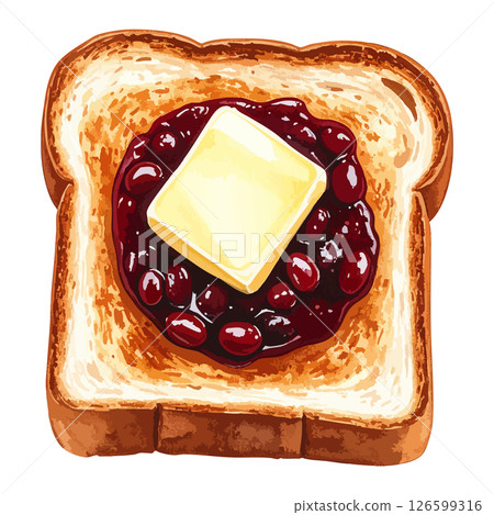 Watercolor illustration of anko butter toast AI generation 126599316