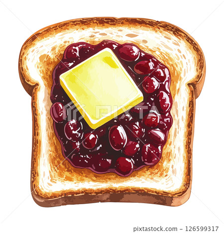 Watercolor illustration of anko butter toast AI generation 126599317
