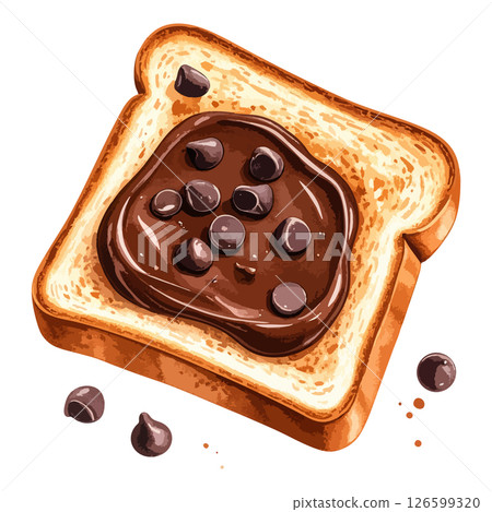 巧克力奶油吐司水彩插圖 - AI 生成 巧克力奶油吐司水彩插圖 - AI 生成 126599320