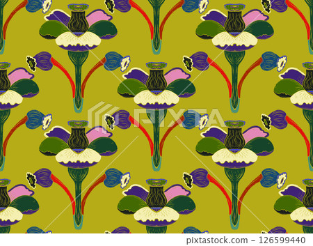 seamless pattern with abstract flowers 126599440