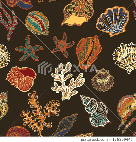seamless pattern with sea shells seamless pattern with sea shells 126599445