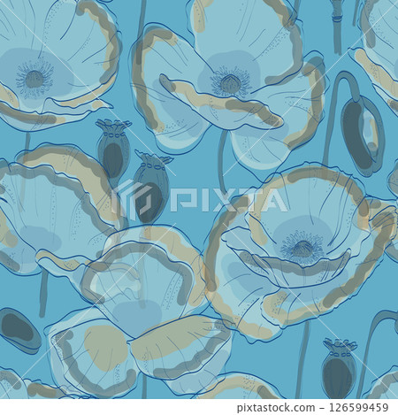 seamless pattern with hand drawn colored lilies seamless pattern with hand drawn colored lilies 126599459
