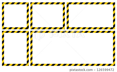 Set of warning police tape frames featuring bold yellow and black stripes. 126599472
