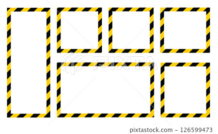 Collection of striped police warning tapes in yellow and black colors. Collection of striped police warning tapes in yellow and black colors. 126599473