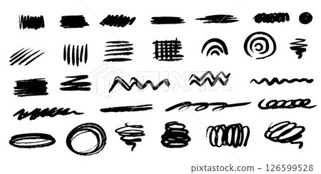 可用於墨跡標記框和線條裝飾的向量圖示集 126599528
